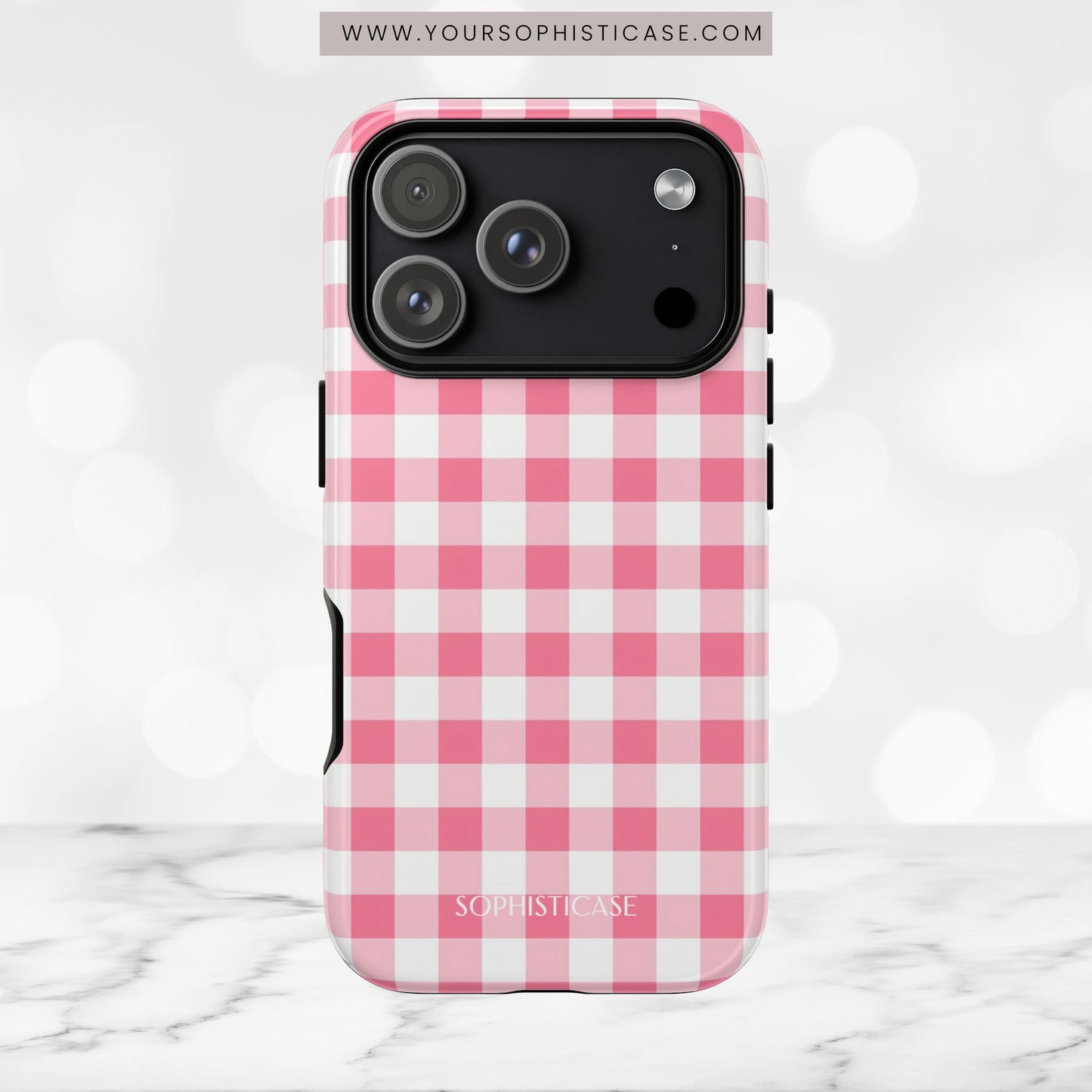 Gingham in Salmon - Tough Phone Case