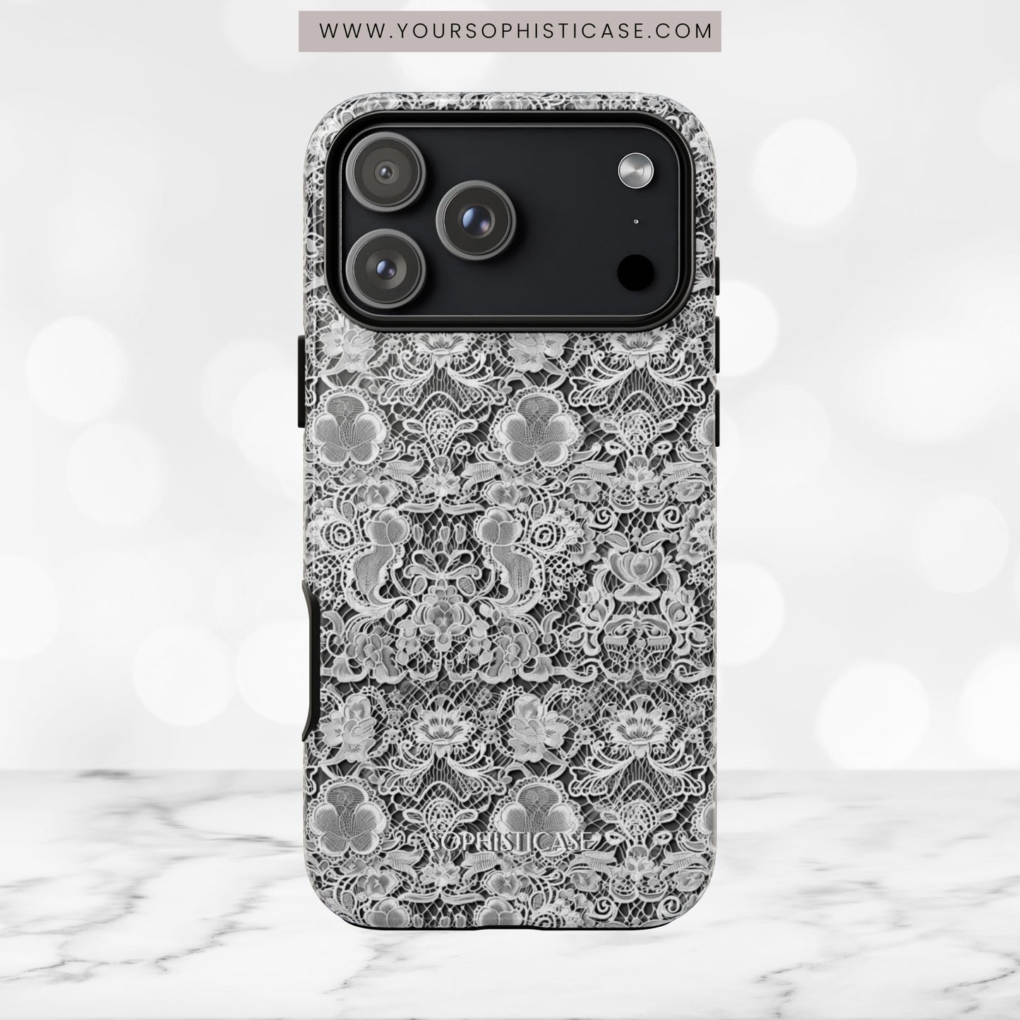 Luxe Lace in Black - Tough Phone Case