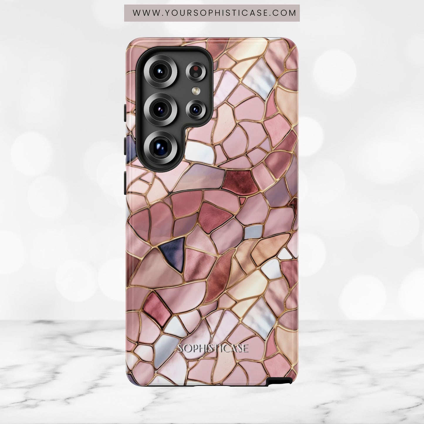 Rose' Runway in Pink Mosaic - Tough Phone Case