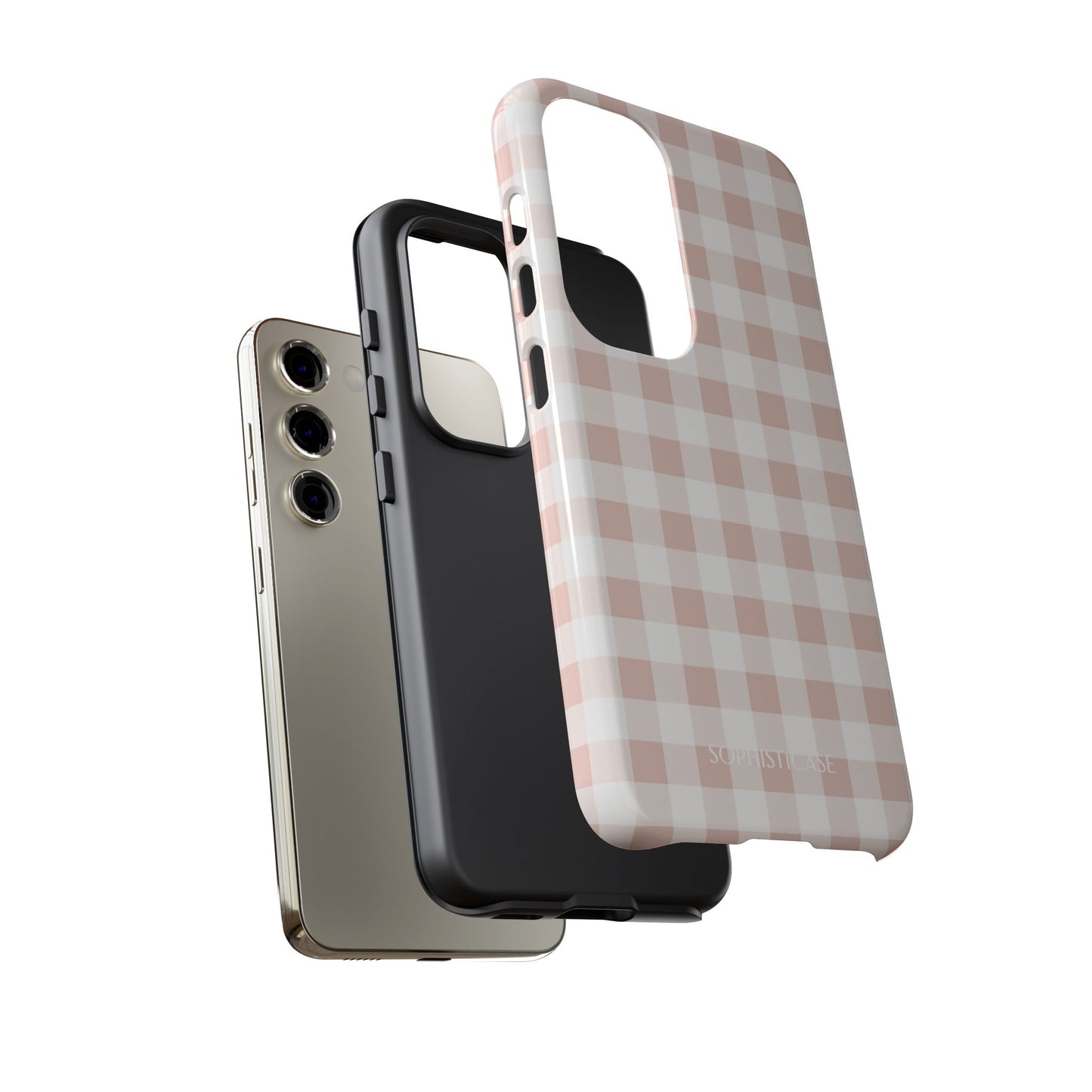 Gingham in Neutral Beige - Tough Phone Case