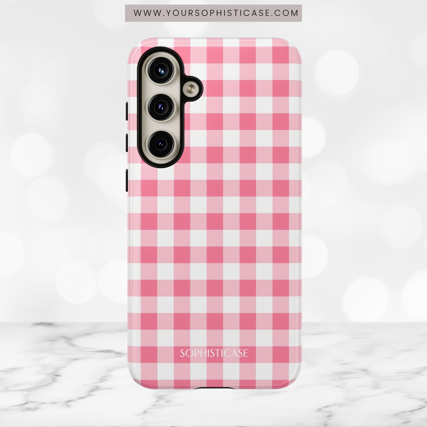 Gingham in Salmon - Tough Phone Case