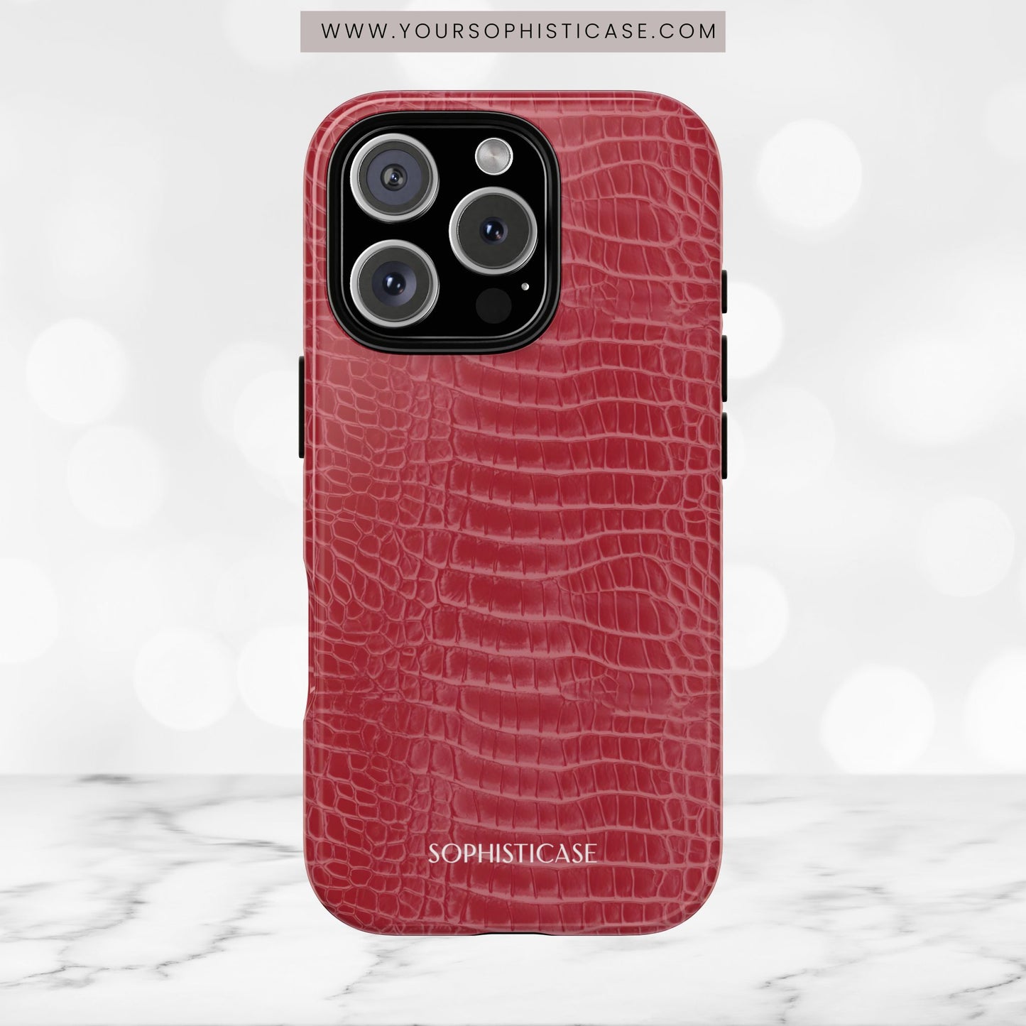 Luxe Leather in Cherry Red - iPhone Case