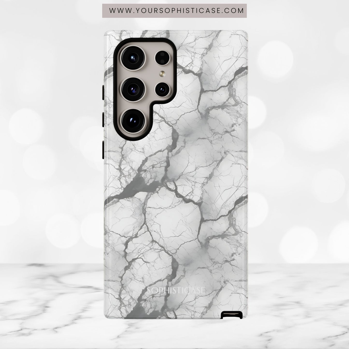 Marble Opulence in Charcoal Grey - Tough Phone Case