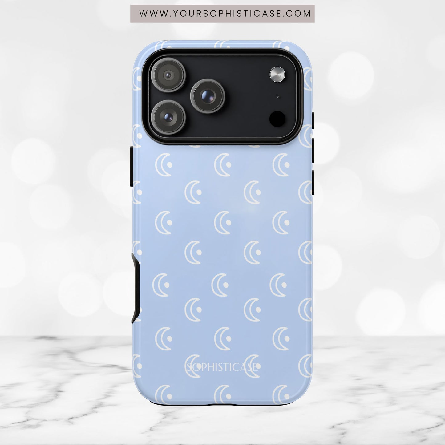 Moon Phase in Baby Blue - iPhone Case