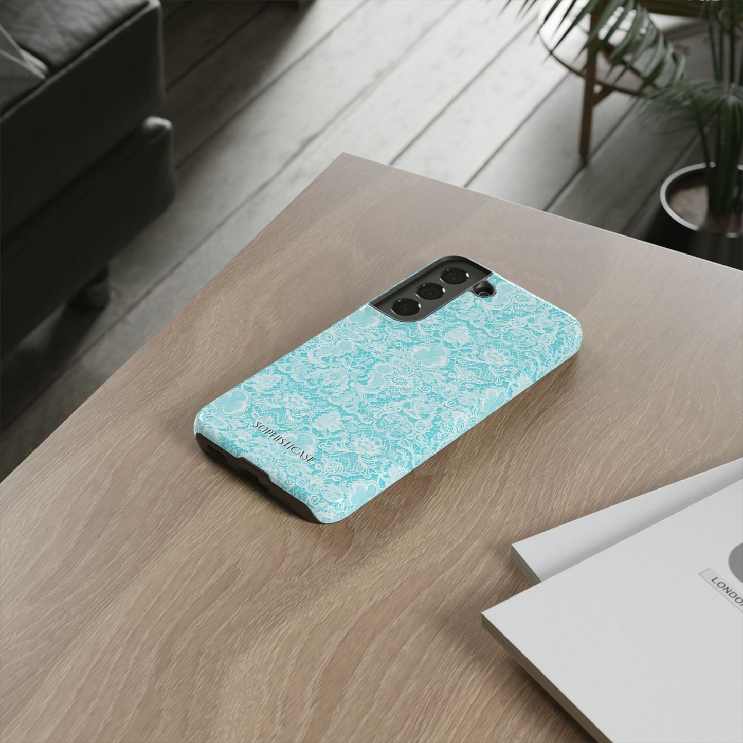 Luxe Lace in Aqua - Tough Phone Case