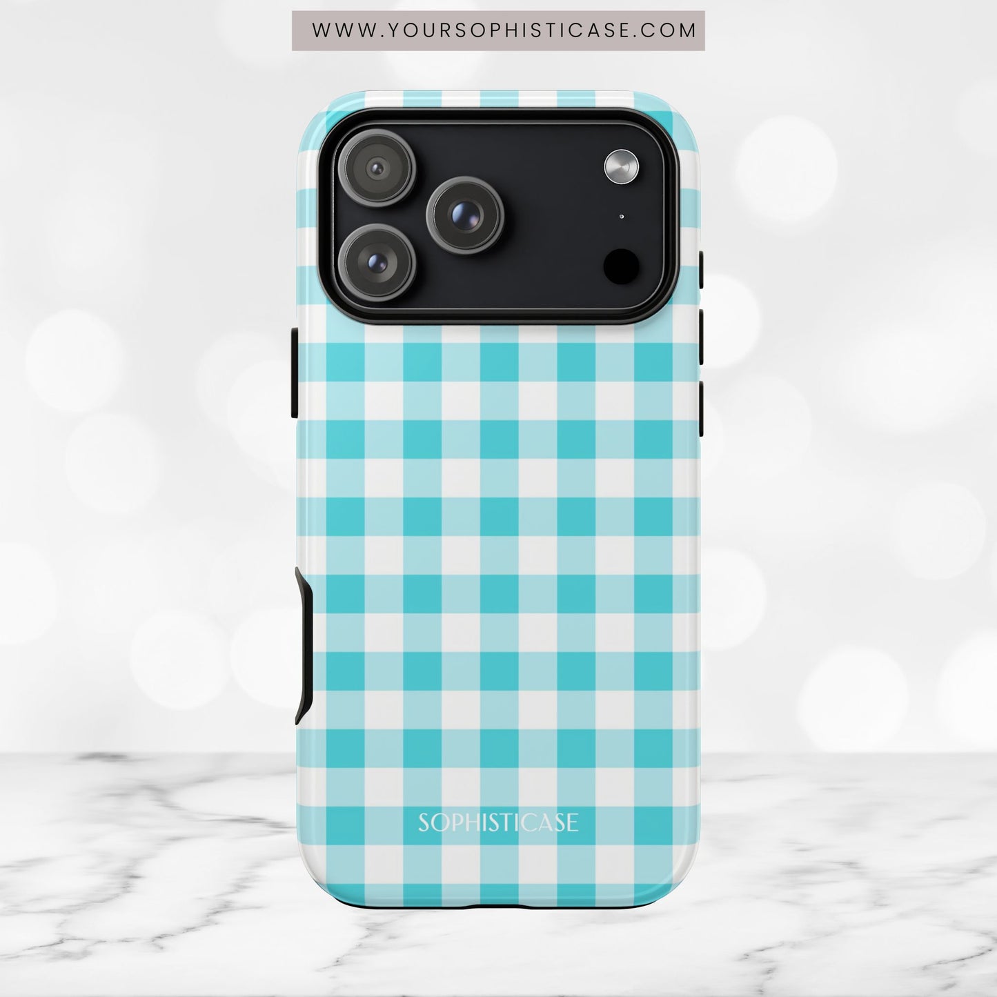 Gingham in Aqua - iPhone Magsafe Case