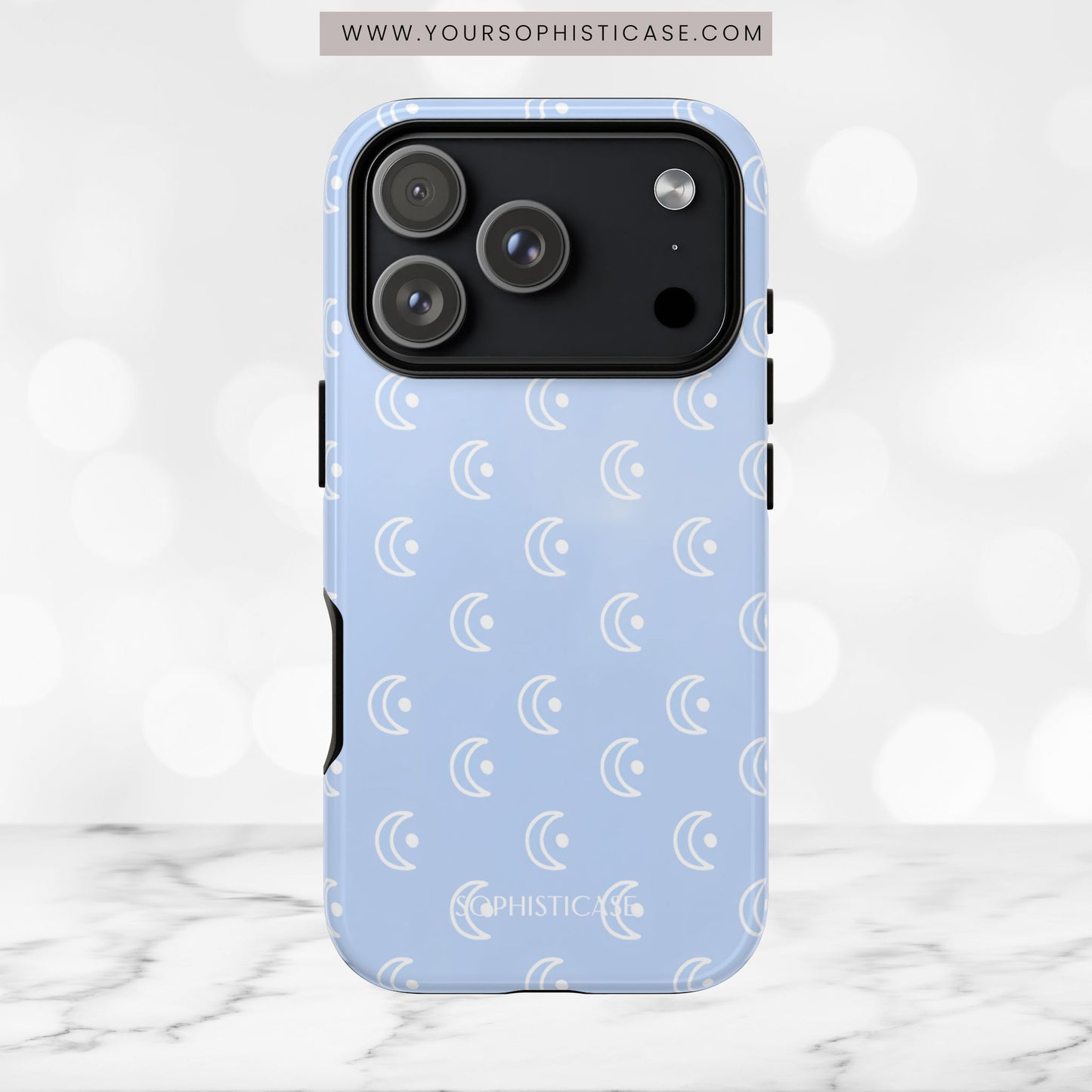 Moon Phase in Baby Blue - iPhone Case