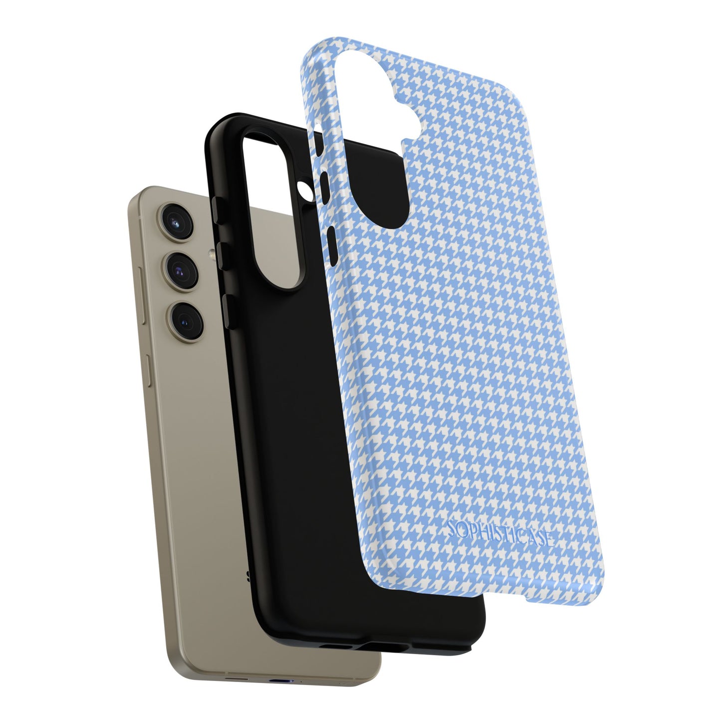 Houndstooth in Blue - Drop Proof Phone Case for Samsung Galaxy