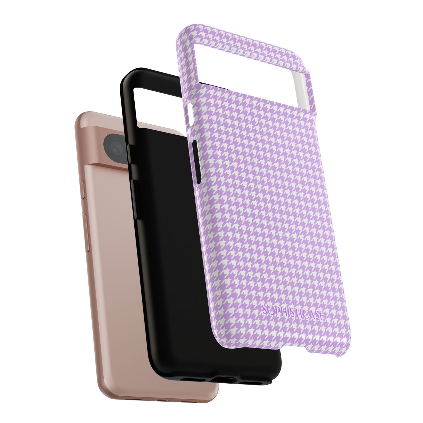 Houndstooth in Pastel Purple - Protective Phone Case for Google Pixel