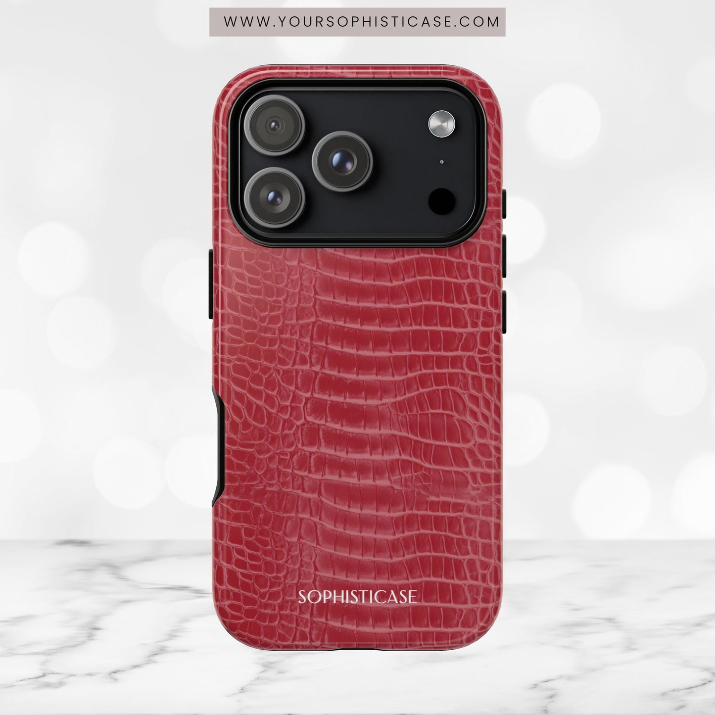 Luxe Leather in Cherry Red - iPhone Case