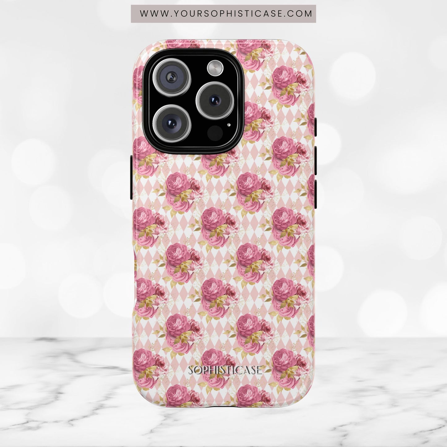 Rose Diamond Romance in Sienna - iPhone Case