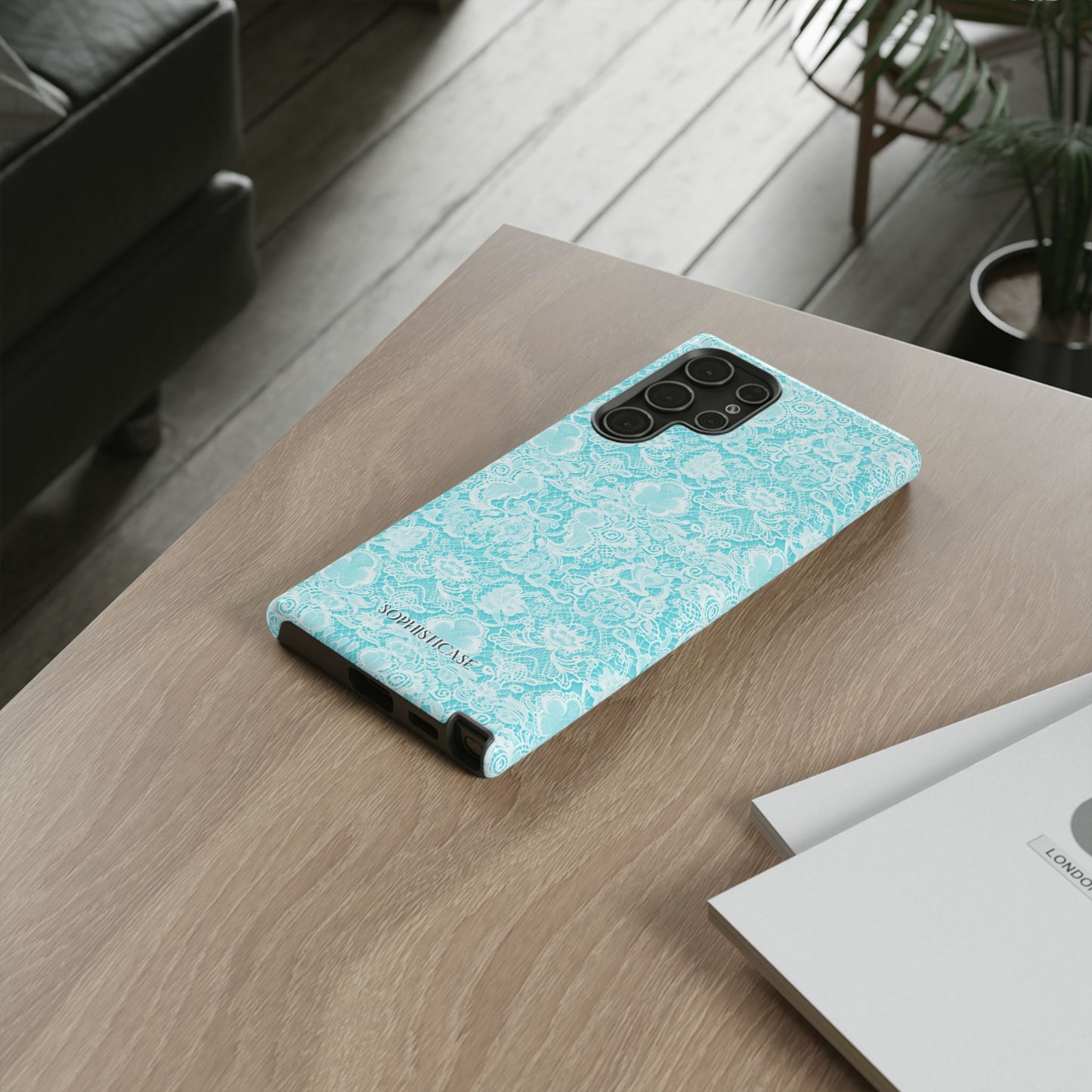 Luxe Lace in Aqua - Tough Phone Case