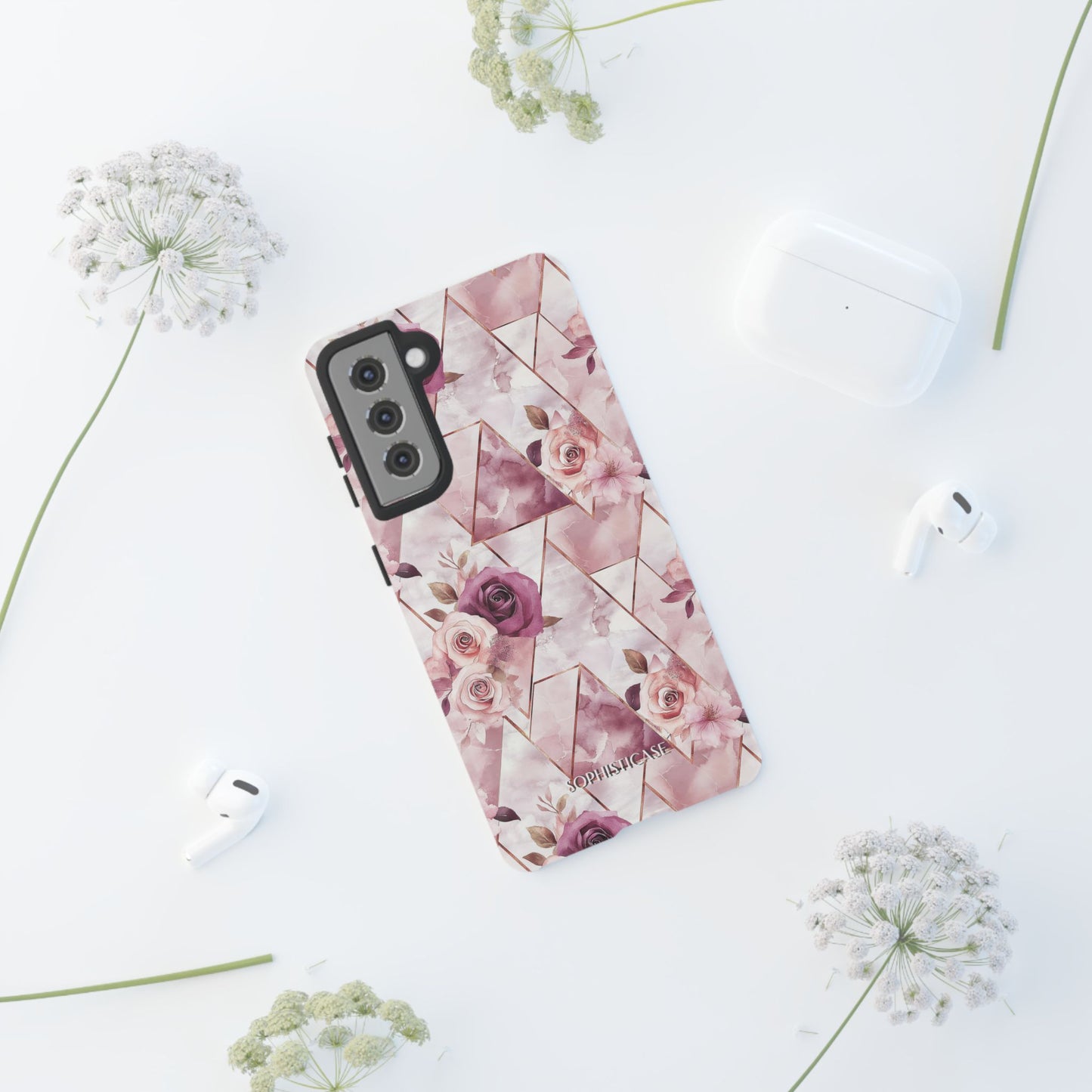 Royal Floral in Plum Chevron - Tough Phone Case