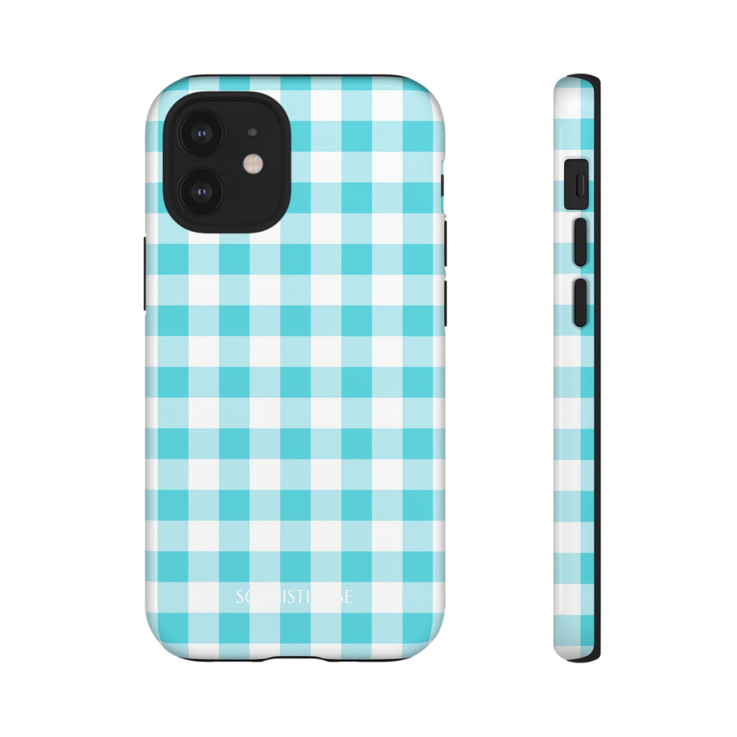 Gingham in Aqua - Tough Phone Case