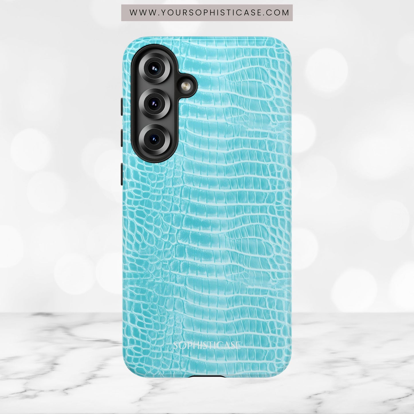 Luxe Leather in Aqua - Tough Phone Case