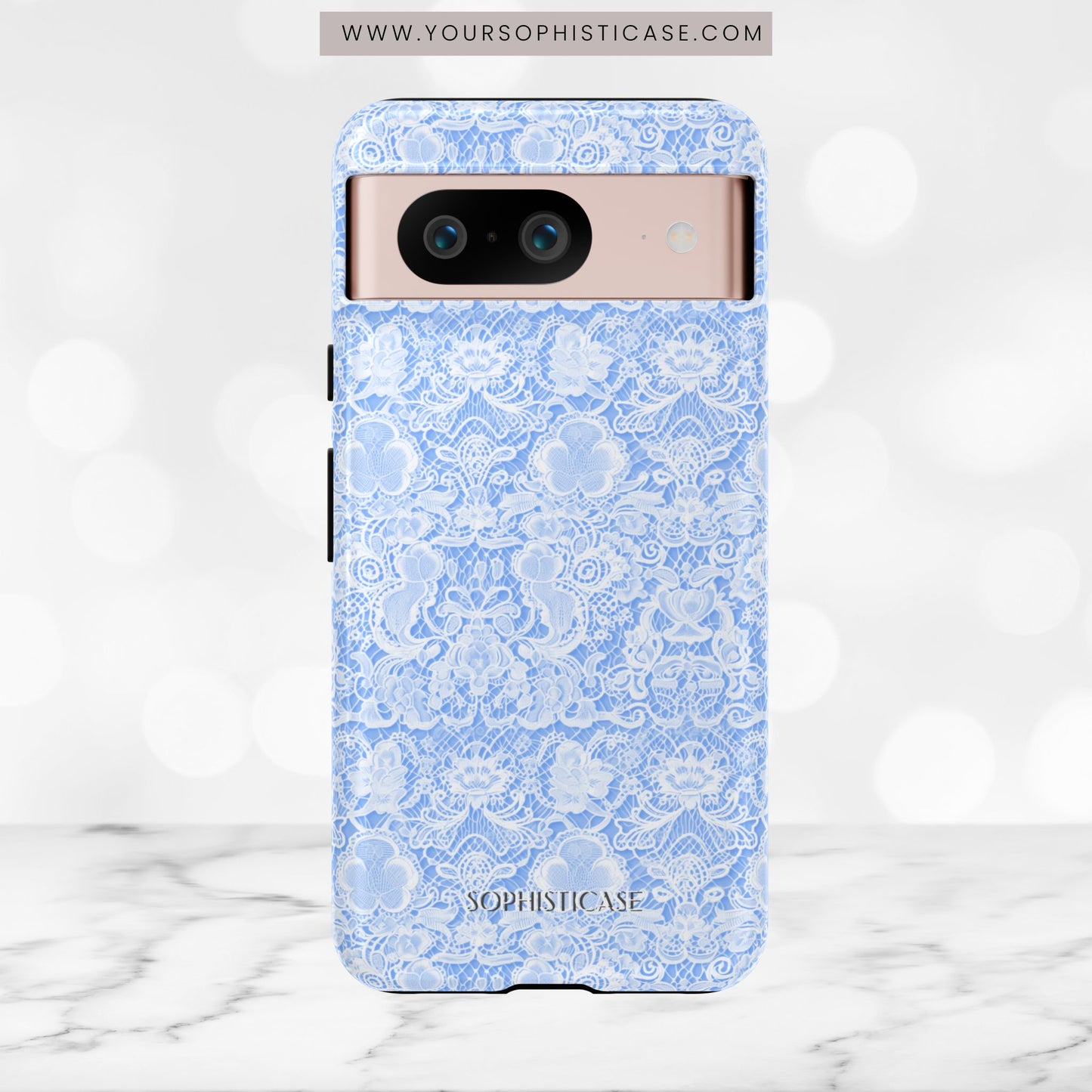 Luxe Lace in Blue - Tough Phone Case