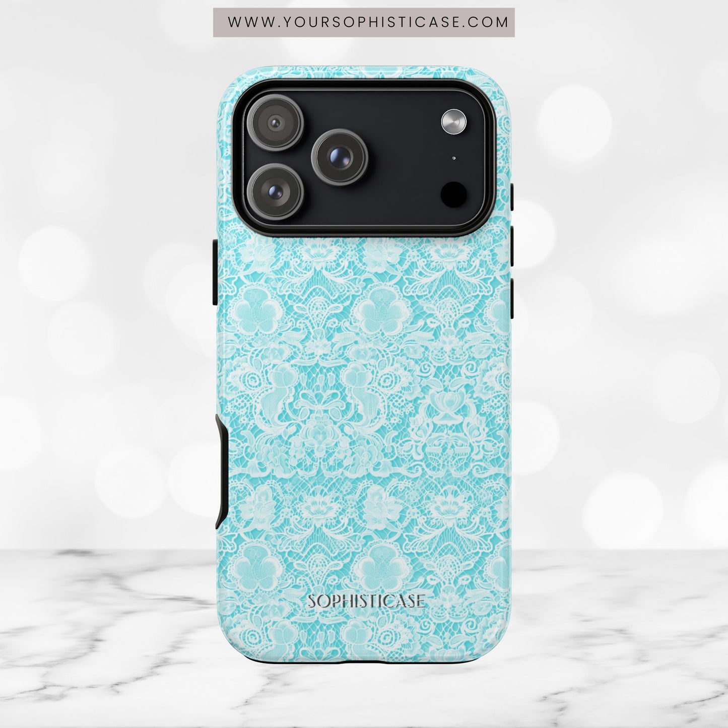 Luxe Lace in Aqua - iPhone Case
