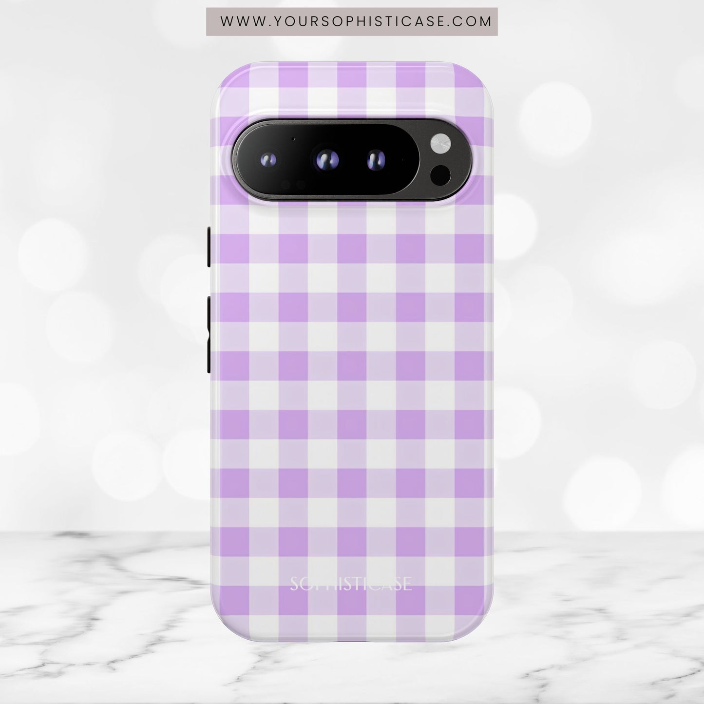 Gingham in Purple - Tough Phone Case