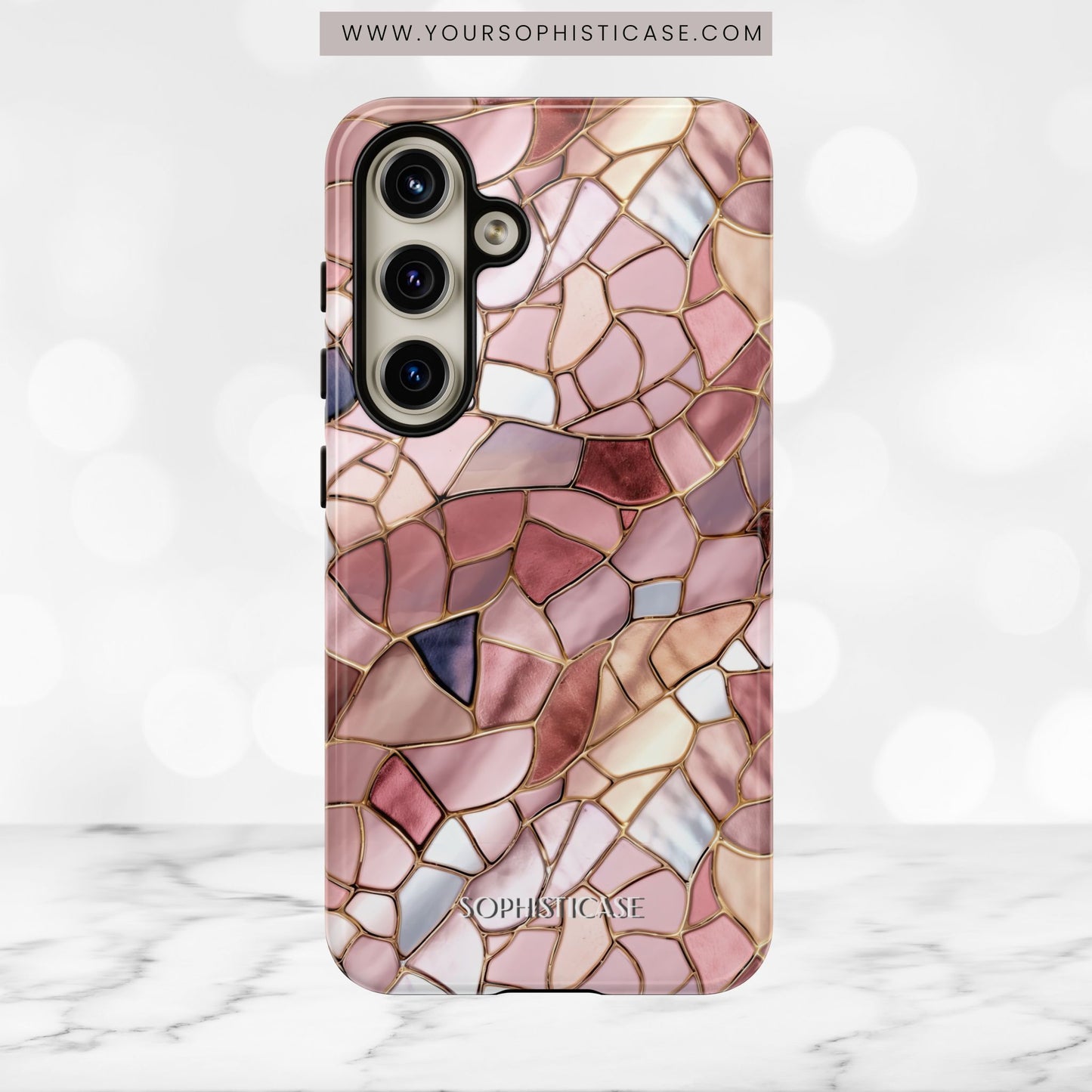 Rose' Runway in Pink Mosaic - Tough Phone Case