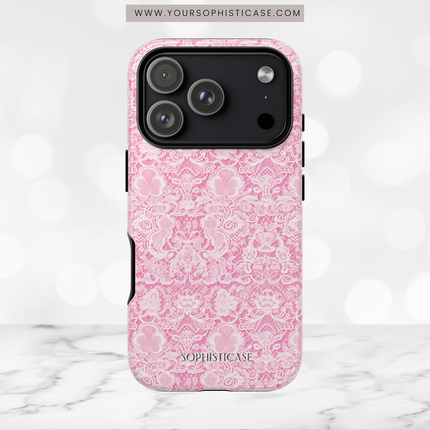 Luxe Lace in Pink - iPhone Case