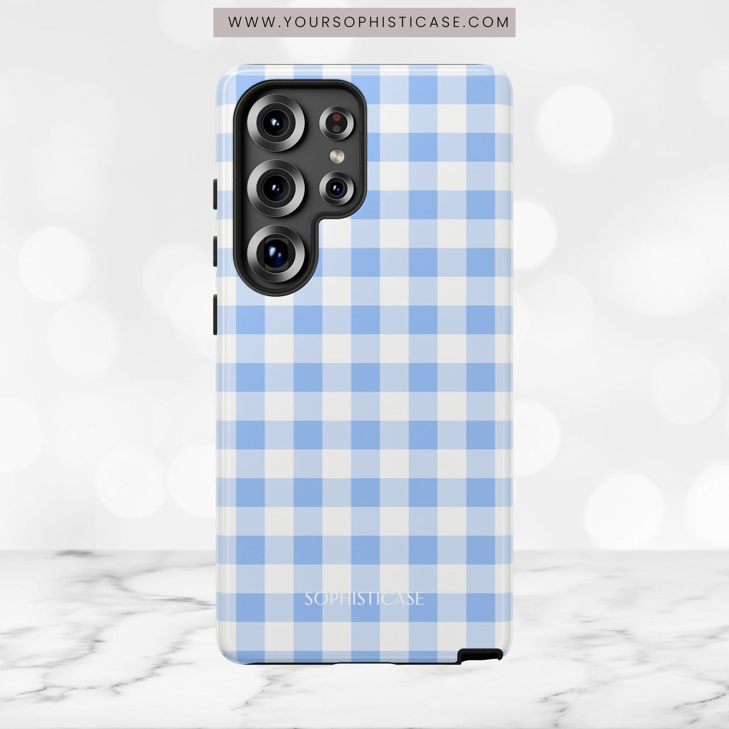 Gingham in Blue - Tough Phone Case