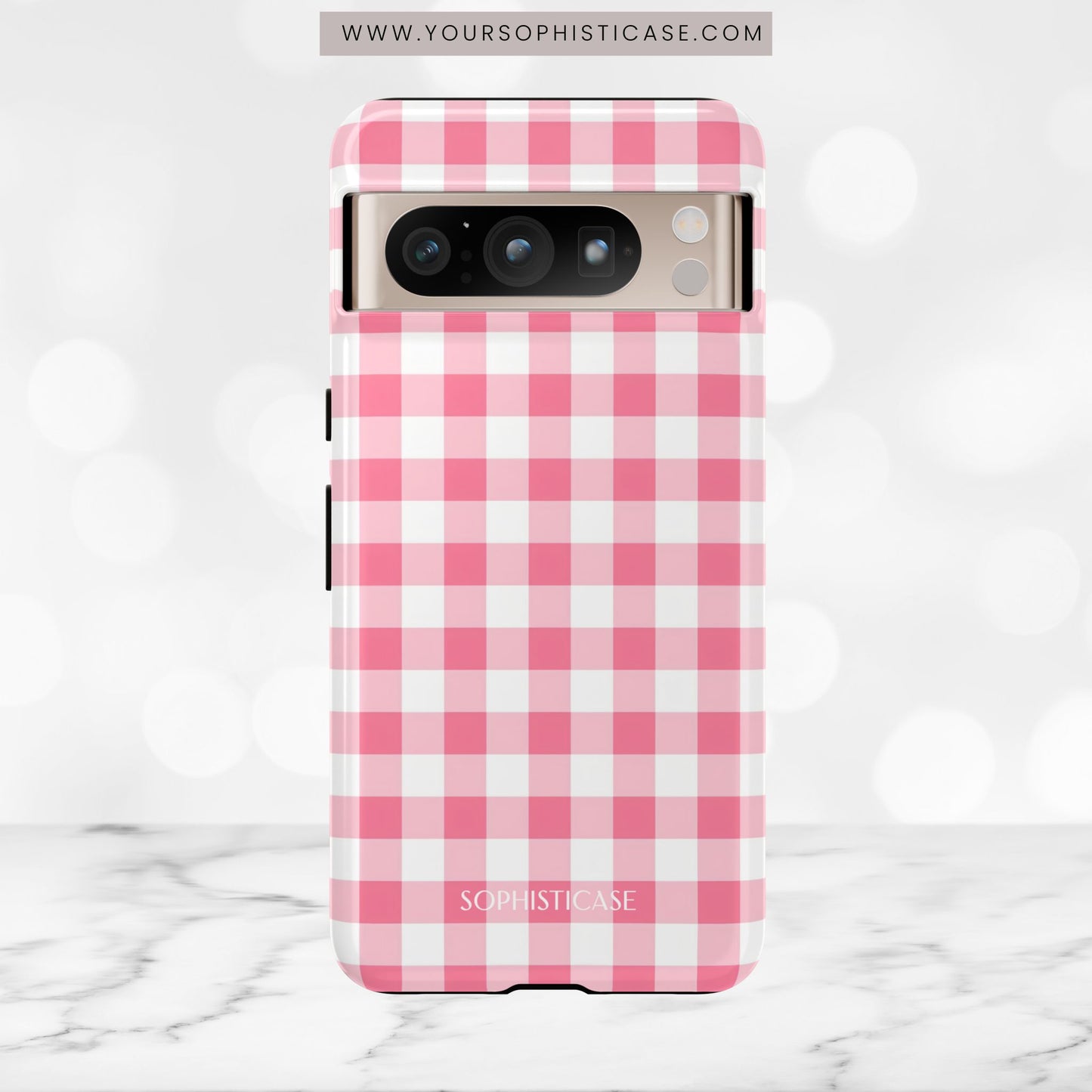 Gingham in Salmon - Tough Phone Case