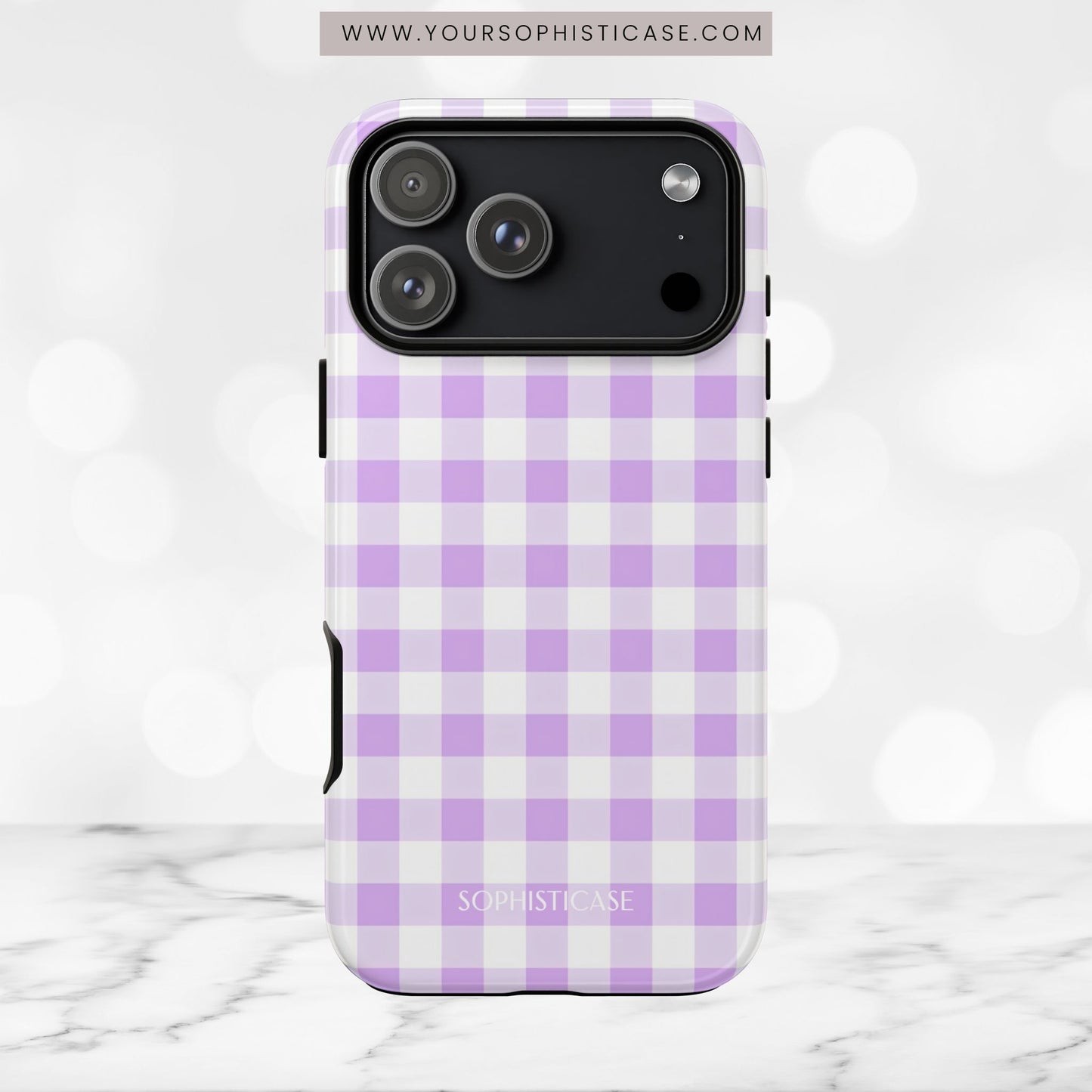 Gingham in Purple - Tough Phone Case