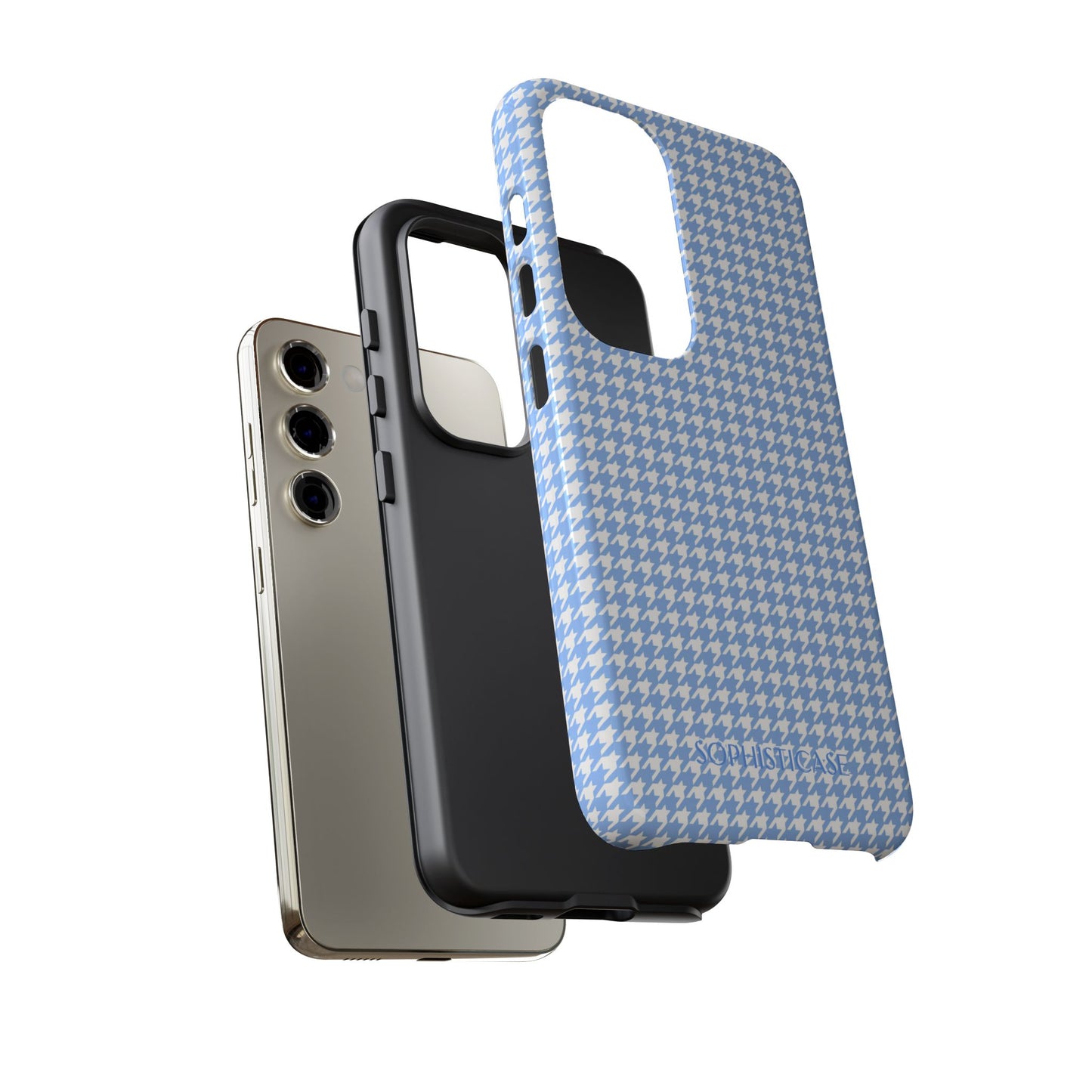 Houndstooth in Blue - Drop Proof Phone Case for Samsung Galaxy