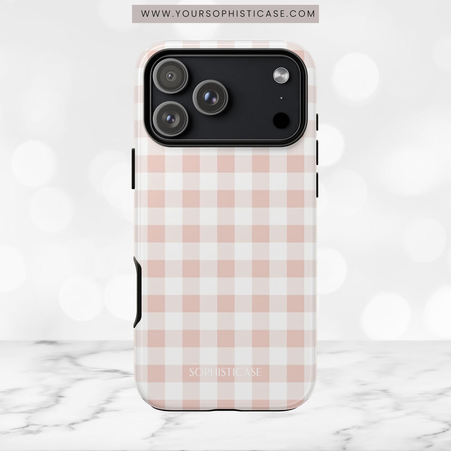 Gingham in Neutral Beige - Tough Phone Case