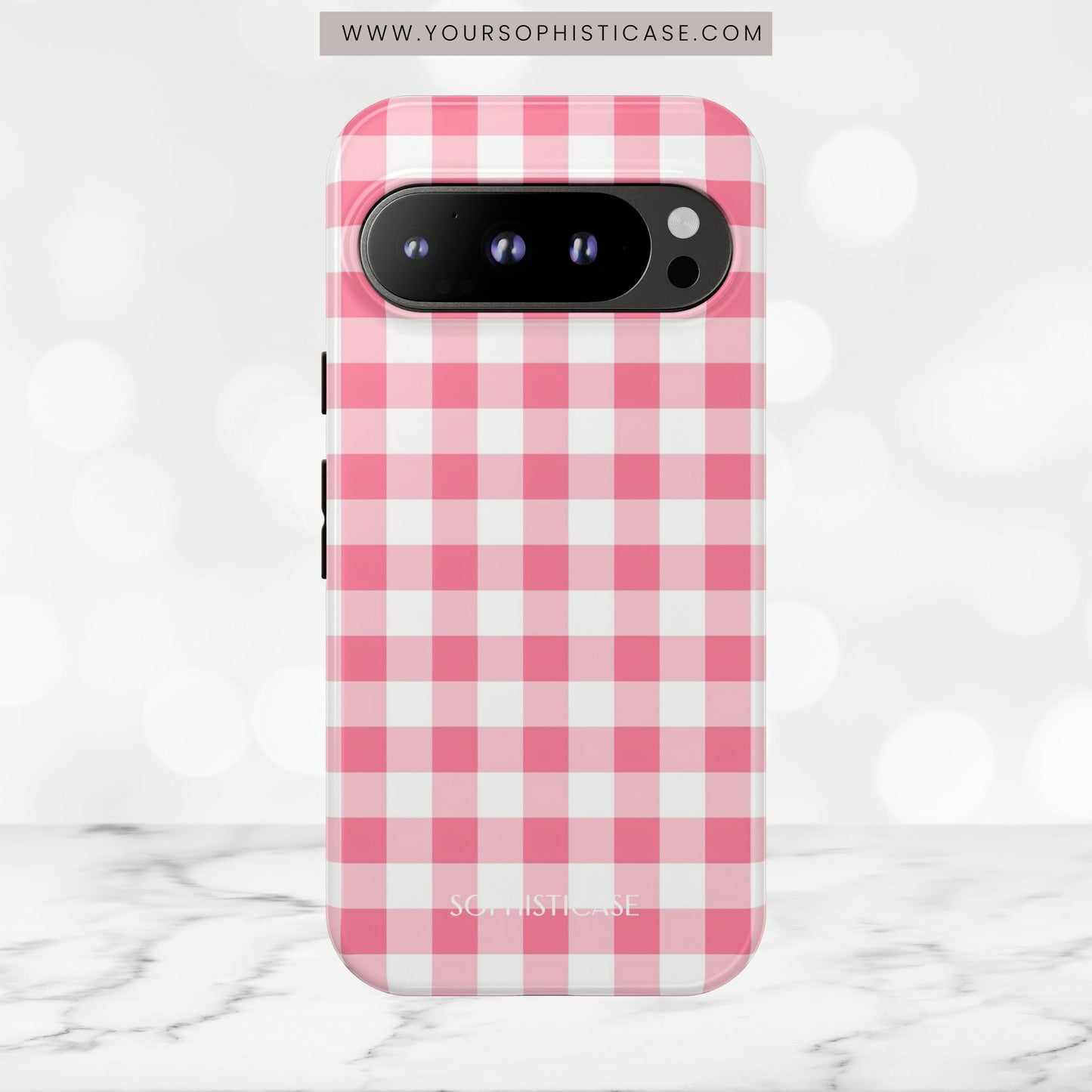 Gingham in Salmon - Tough Phone Case