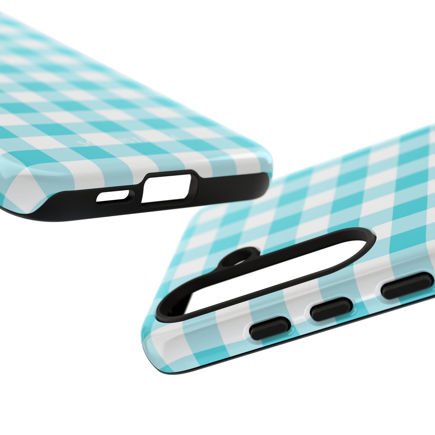 Gingham in Aqua - Tough Phone Case