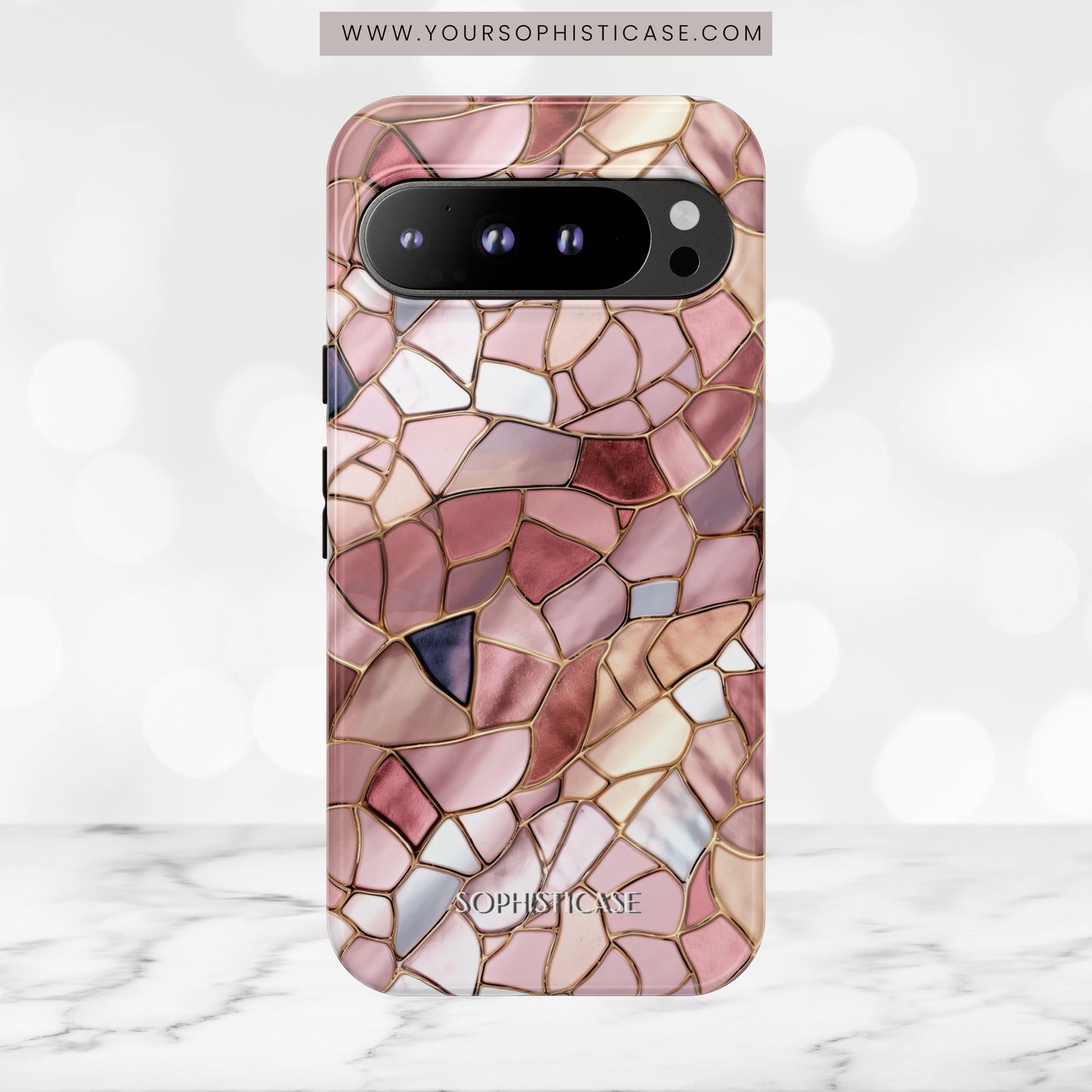 Rose' Runway in Pink Mosaic - Tough Phone Case