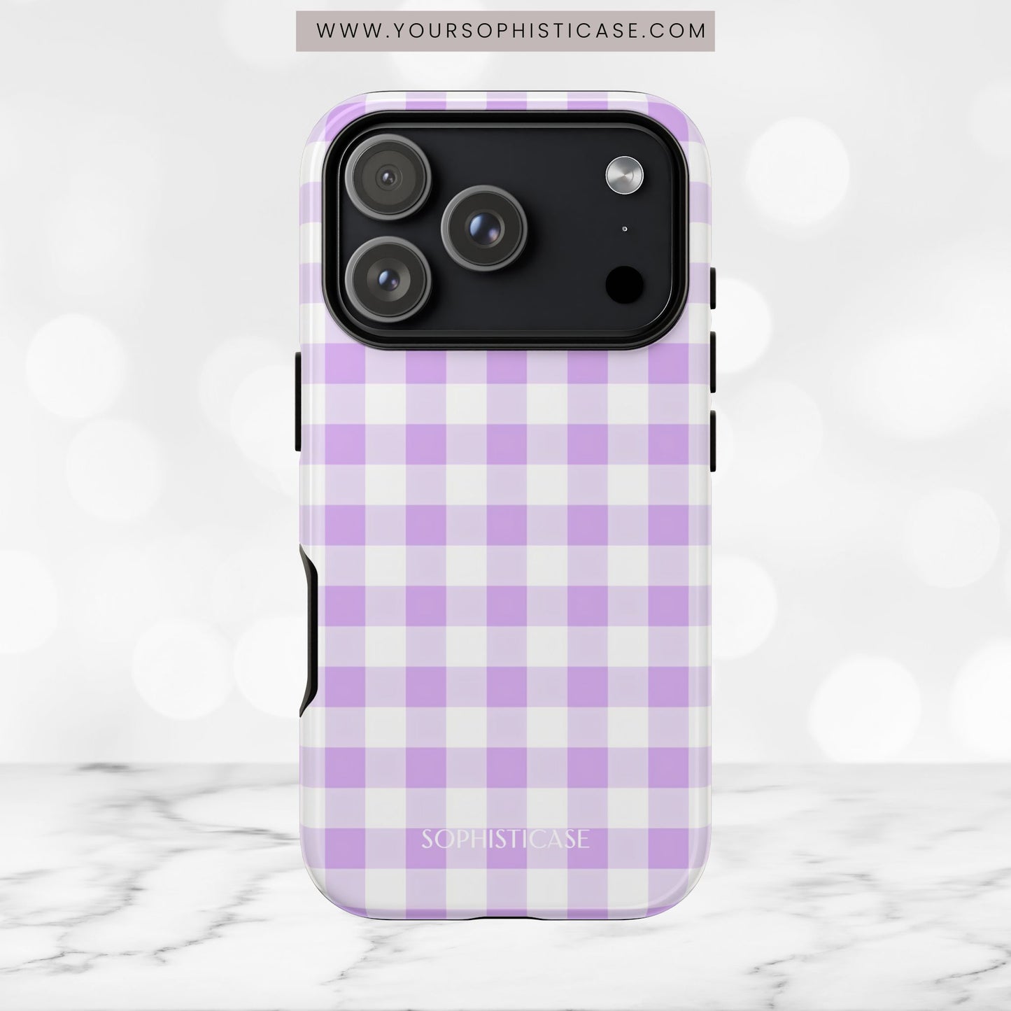 Gingham in Purple - Tough Phone Case