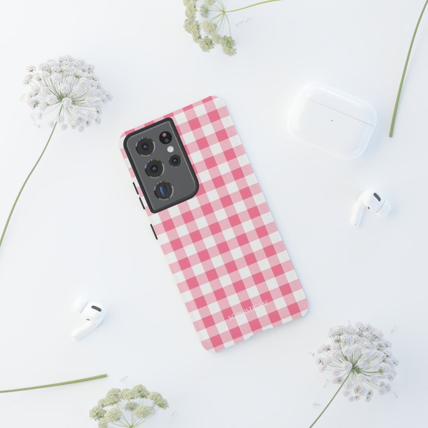Gingham in Salmon - Tough Phone Case