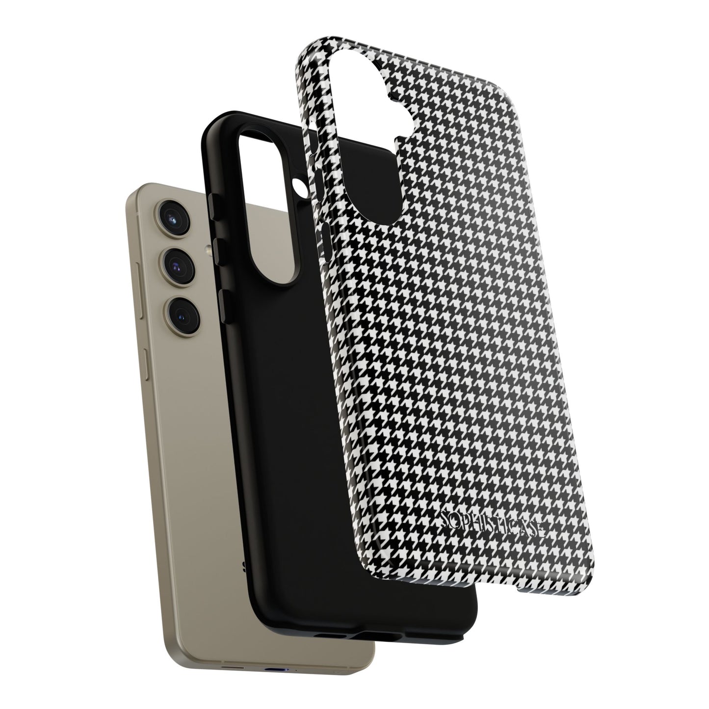 Houndstooth in Black - Drop Proof Phone Case for Samsung Galaxy