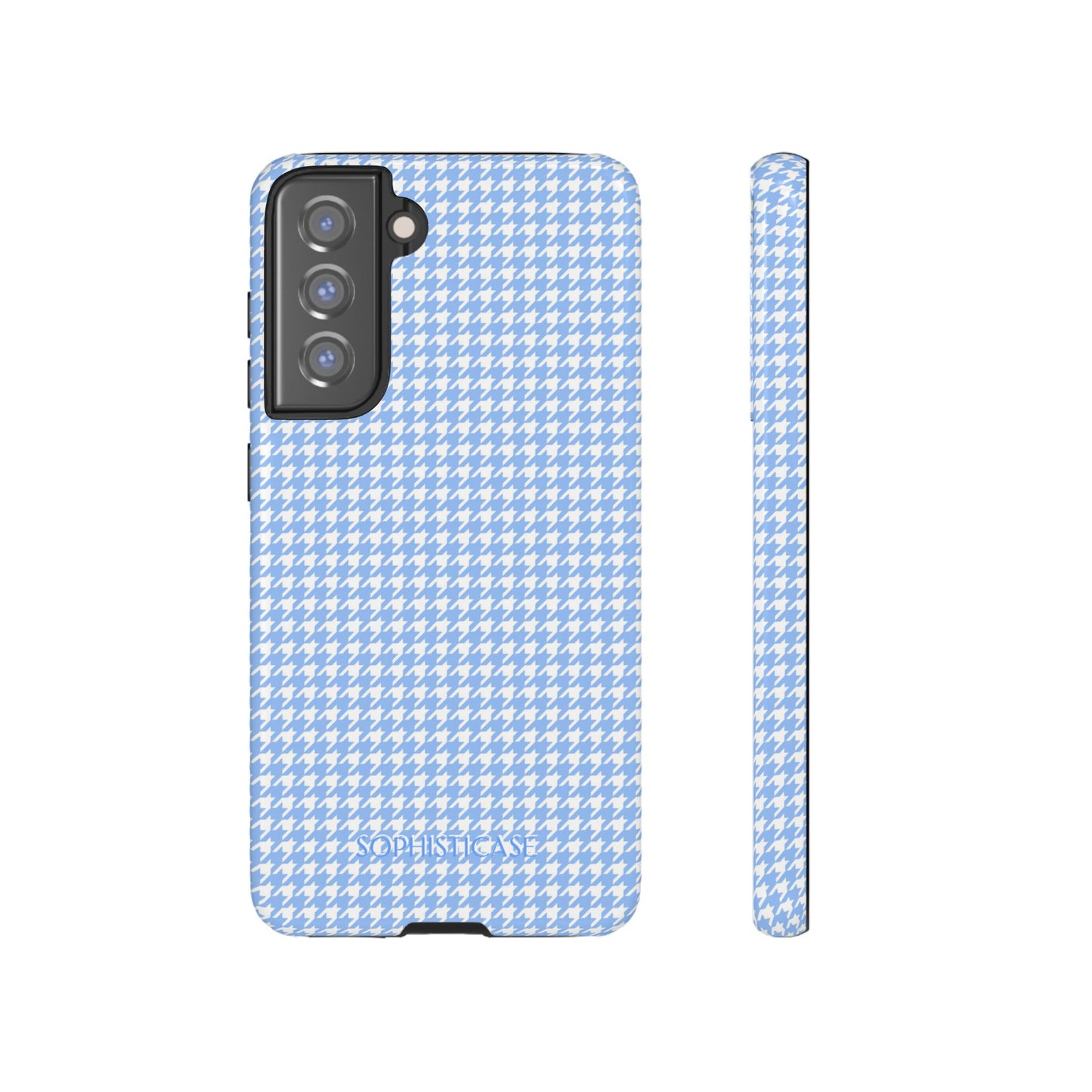 Houndstooth in Blue - Drop Proof Phone Case for Samsung Galaxy