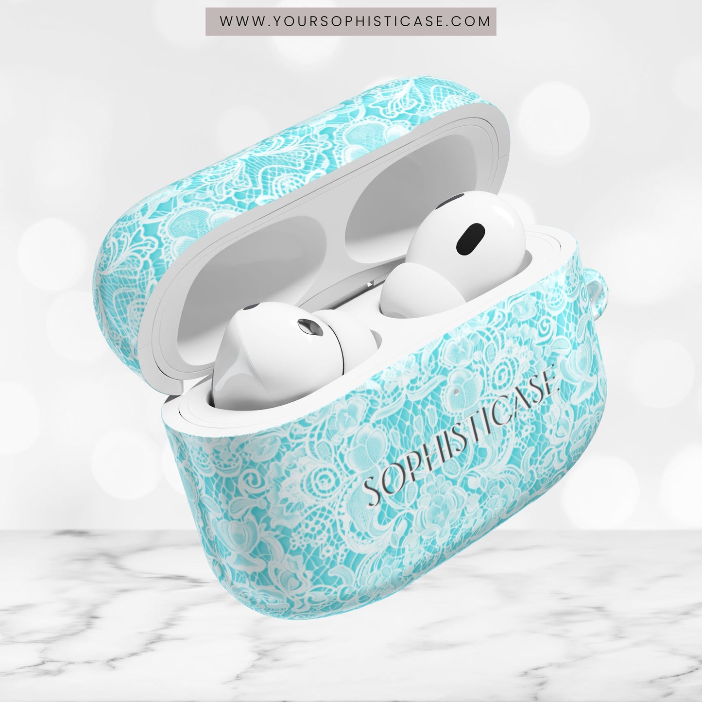 AirPod Cases - Luxe Lace in Aqua