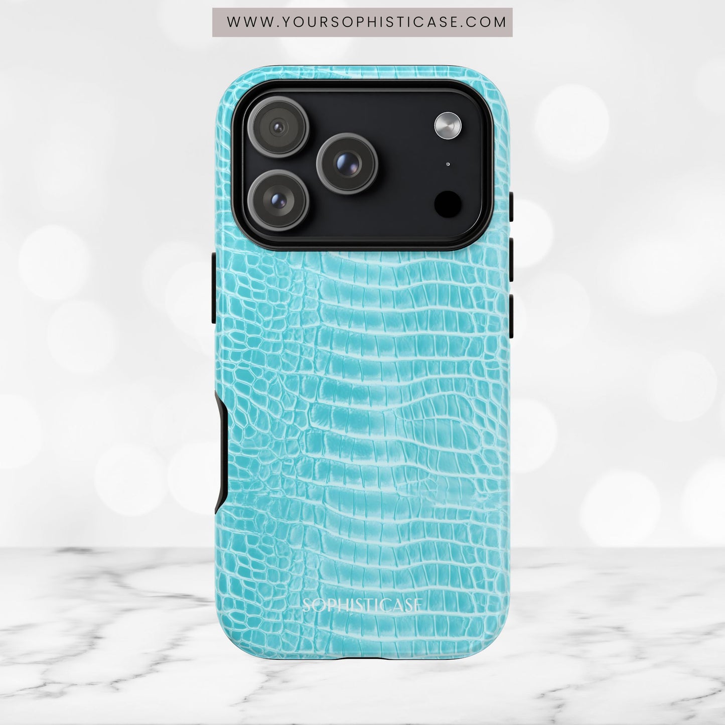 Luxe Leather in Aqua - Tough Phone Case