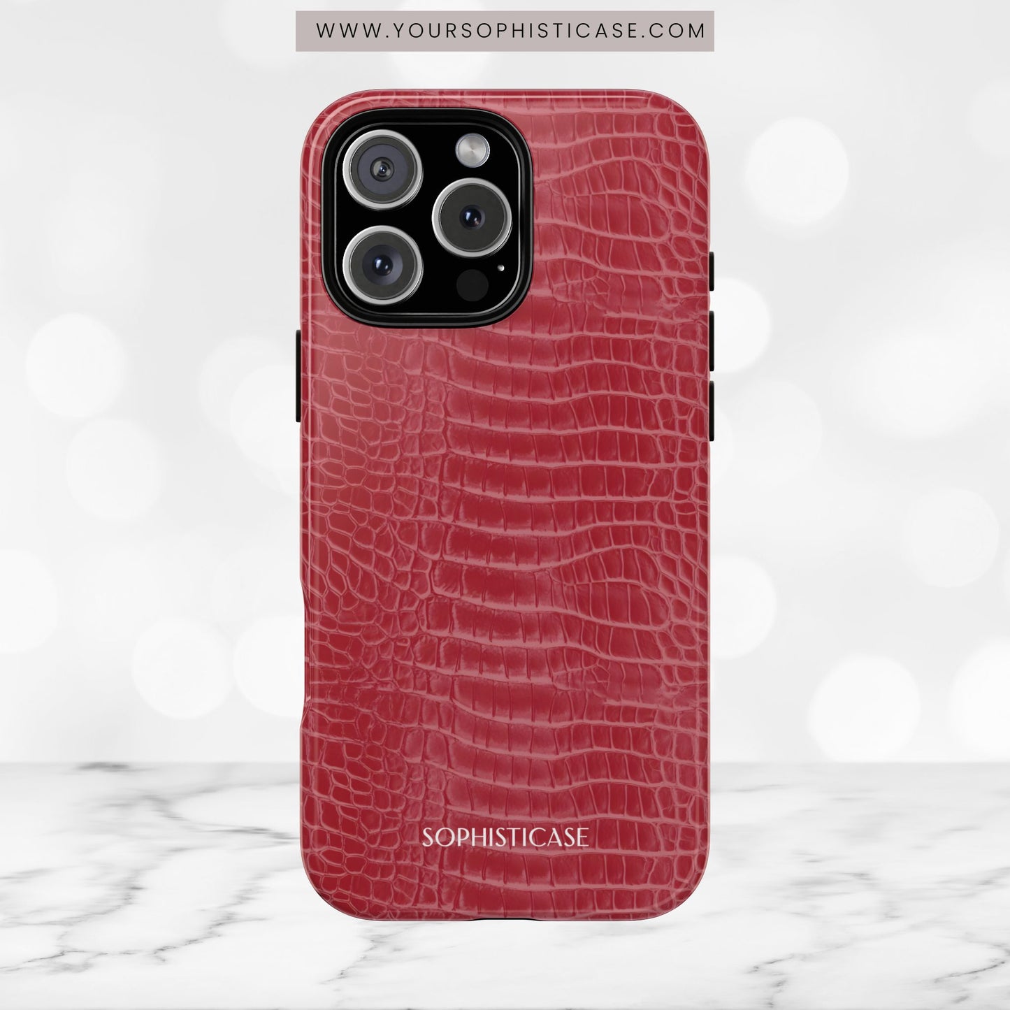Luxe Leather in Cherry Red - iPhone Case