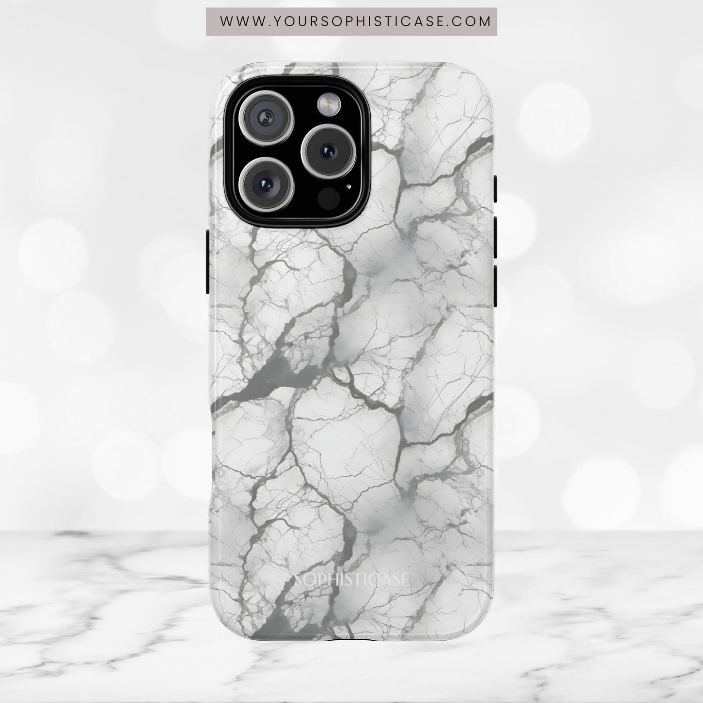 Marble Opulence in Charcoal Grey - Tough Phone Case