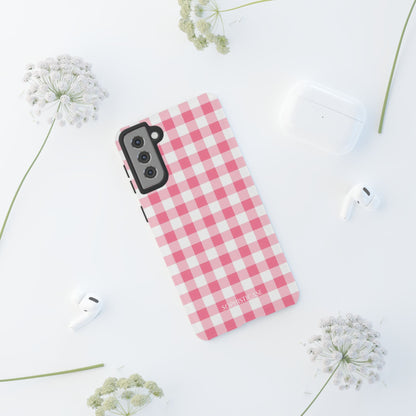 Gingham in Salmon - Tough Phone Case