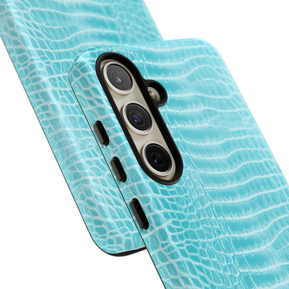 Luxe Leather in Aqua - Tough Phone Case
