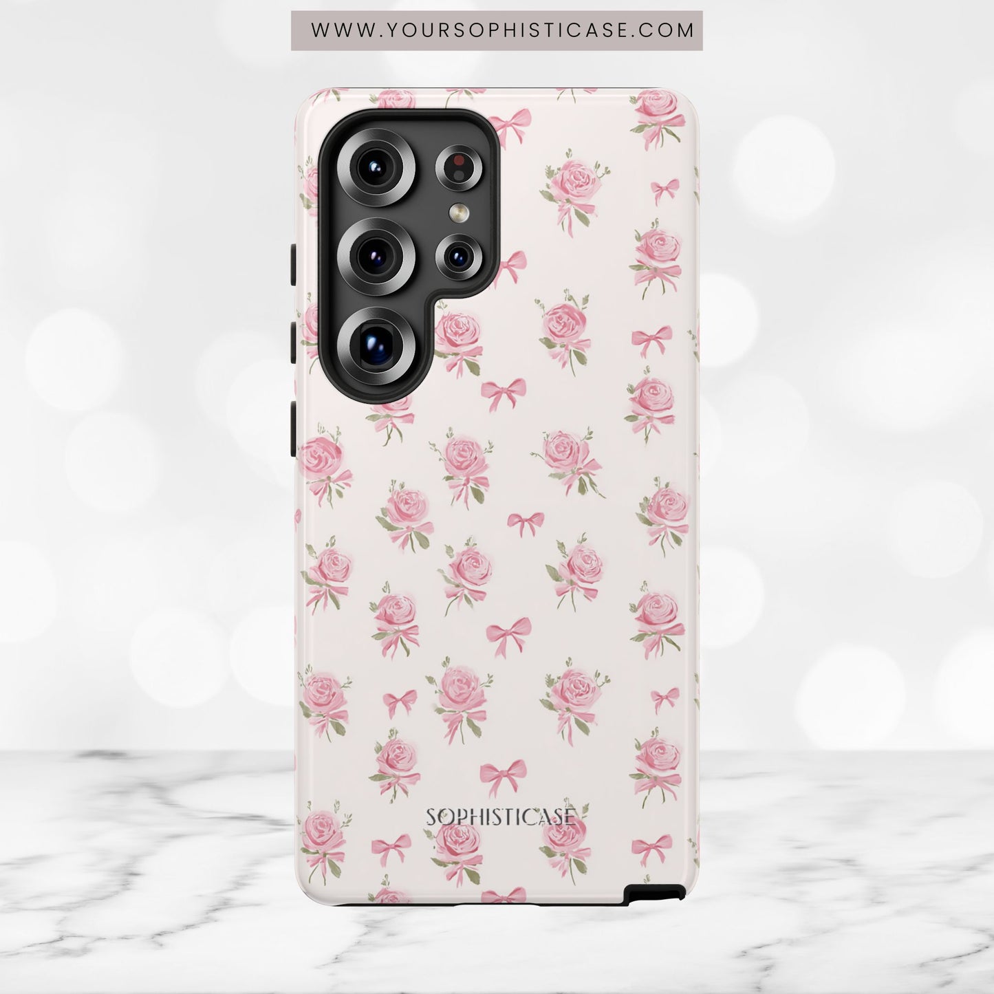 The Sweetest Thing in Coquette Roses and Bows - iPhone Case, Samsung Galaxy Case, Google Pixel Case