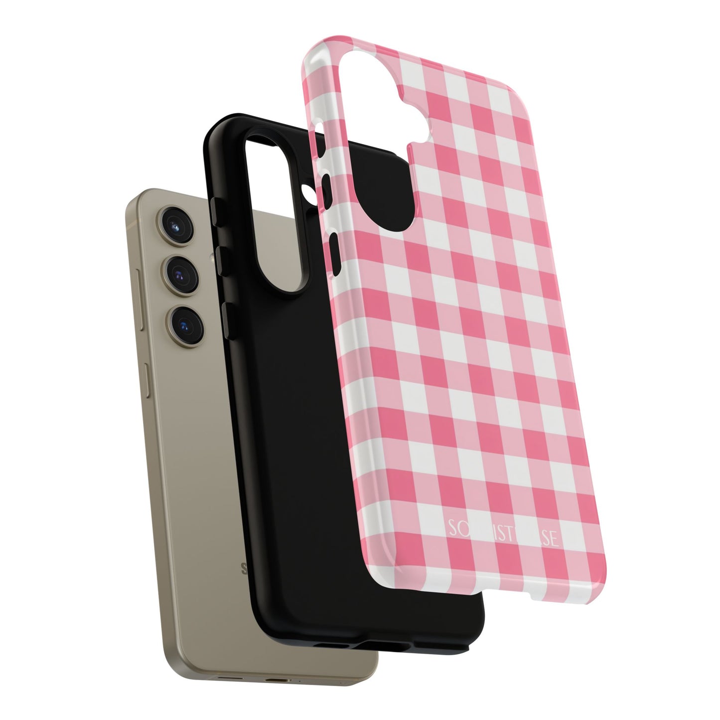 Gingham in Salmon - Tough Phone Case for Samsung Galaxy