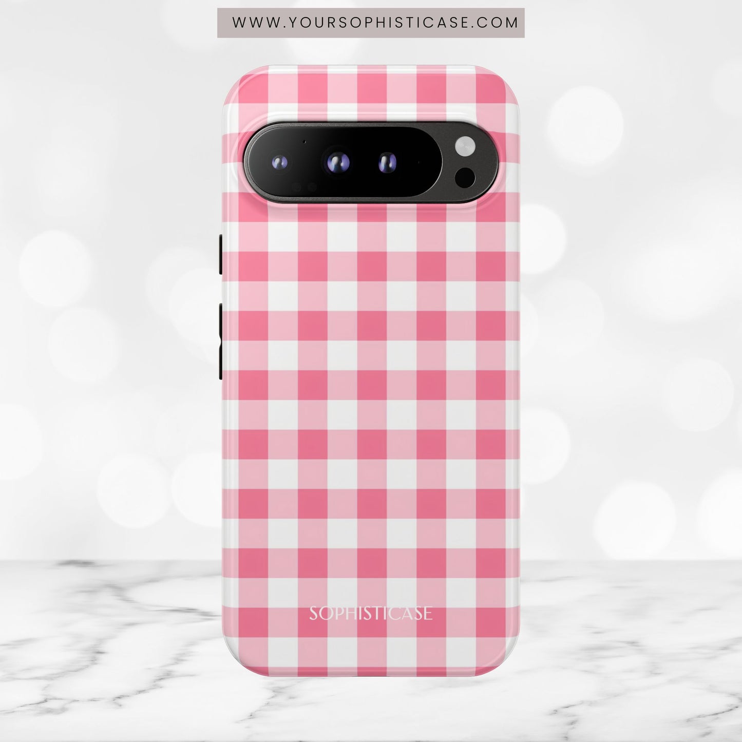 Gingham in Salmon - Tough Phone Case