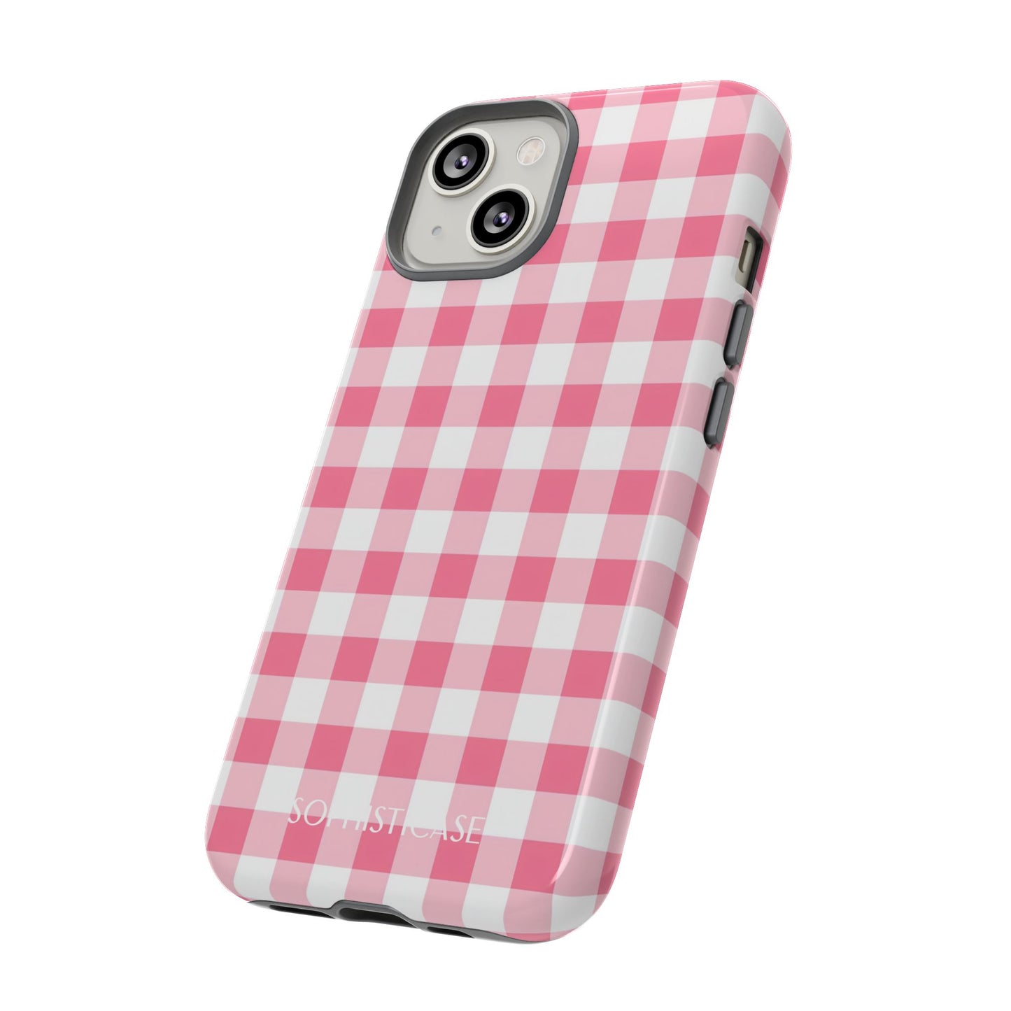 Gingham in Salmon - Tough Phone Case for iPhone