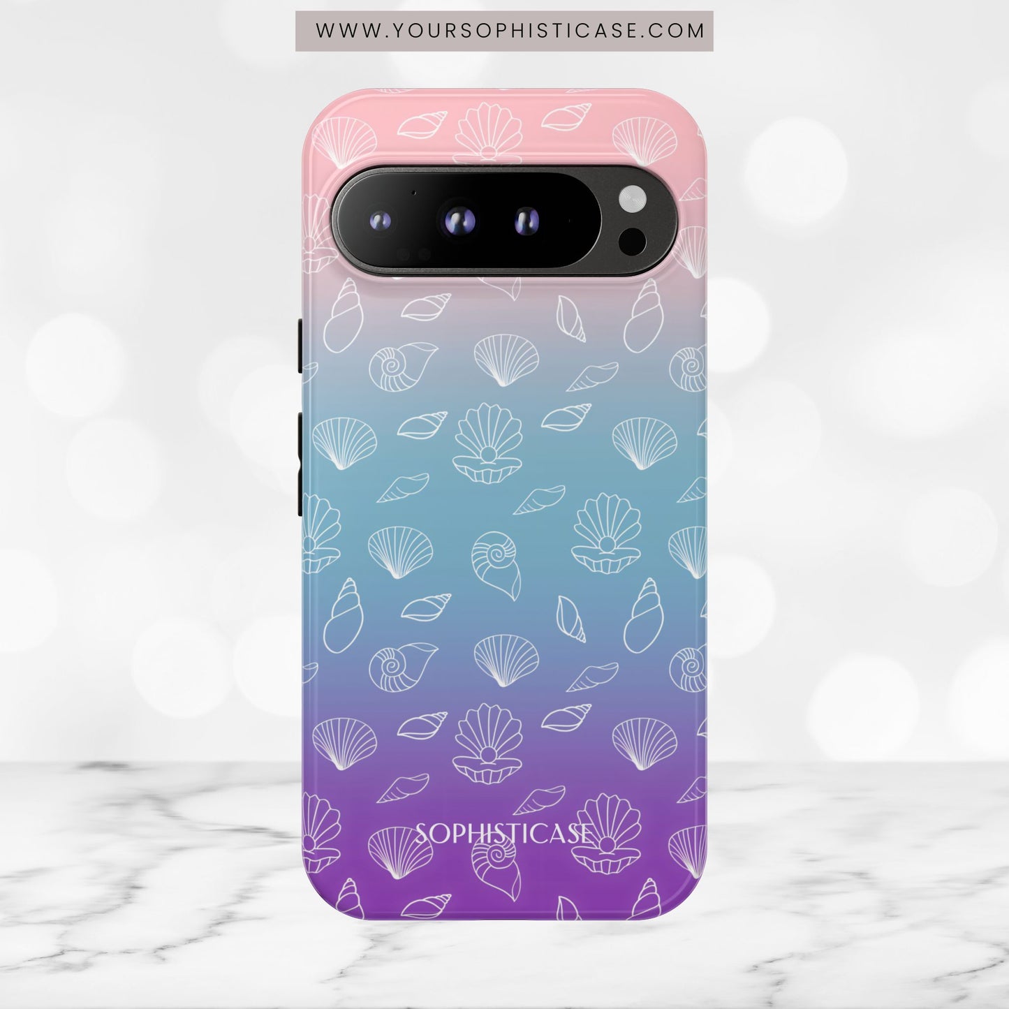 Seashell Society in Pink Blue & Purple Sunset - iPhone Case, Samsung Galaxy Case, Google Pixel Case