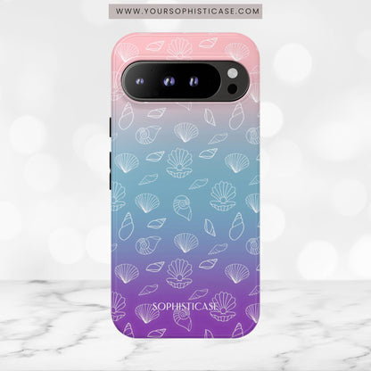 Seashell Society in Pink Blue & Purple Sunset - iPhone Case, Samsung Galaxy Case, Google Pixel Case