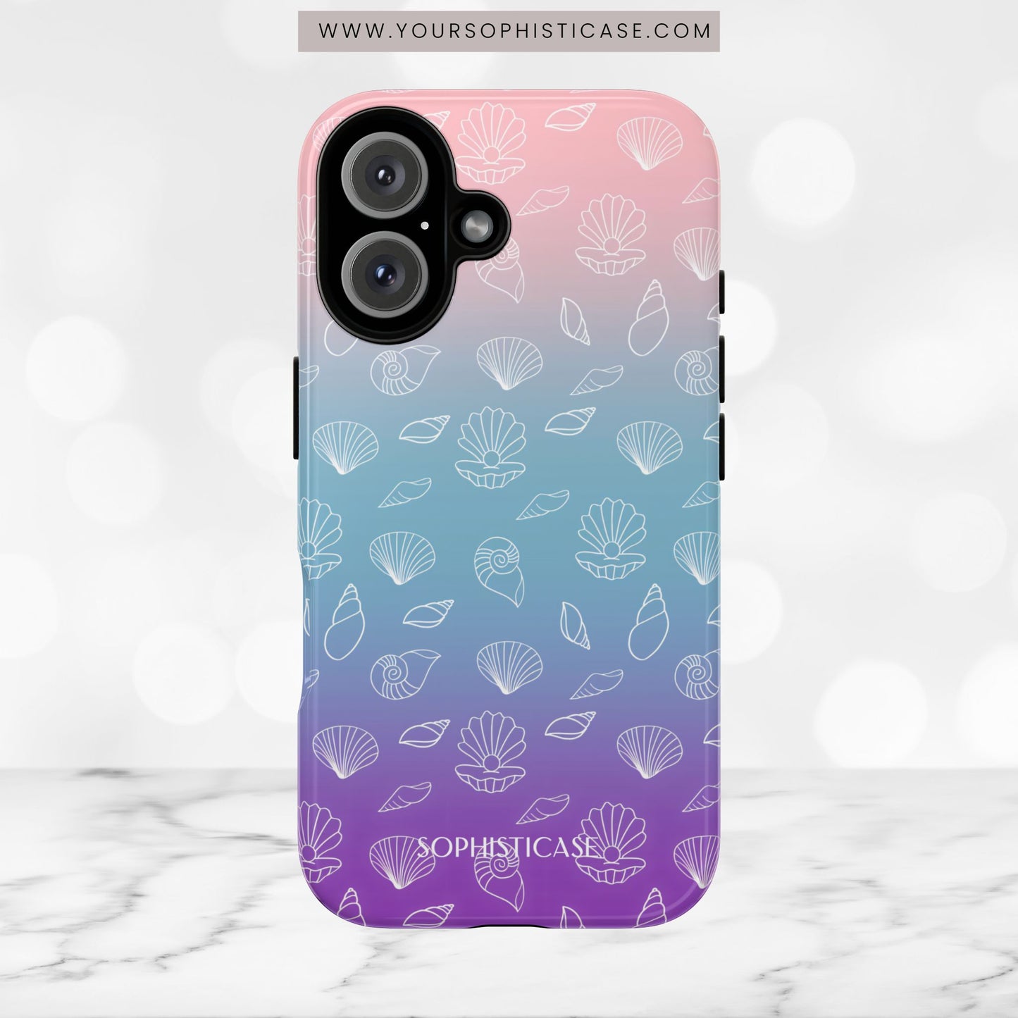 Seashell Society in Pink Blue & Purple Sunset - iPhone Case, Samsung Galaxy Case, Google Pixel Case
