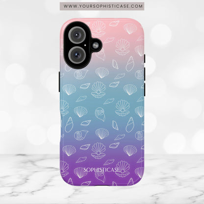 Seashell Society in Pink Blue & Purple Sunset - iPhone Case, Samsung Galaxy Case, Google Pixel Case